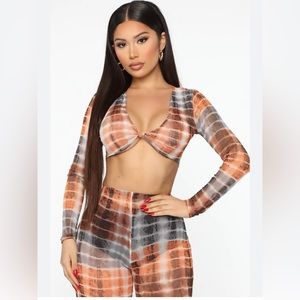 2pc Cover Up stole a kiss mesh pant set size XS orange combo NWT festival rave